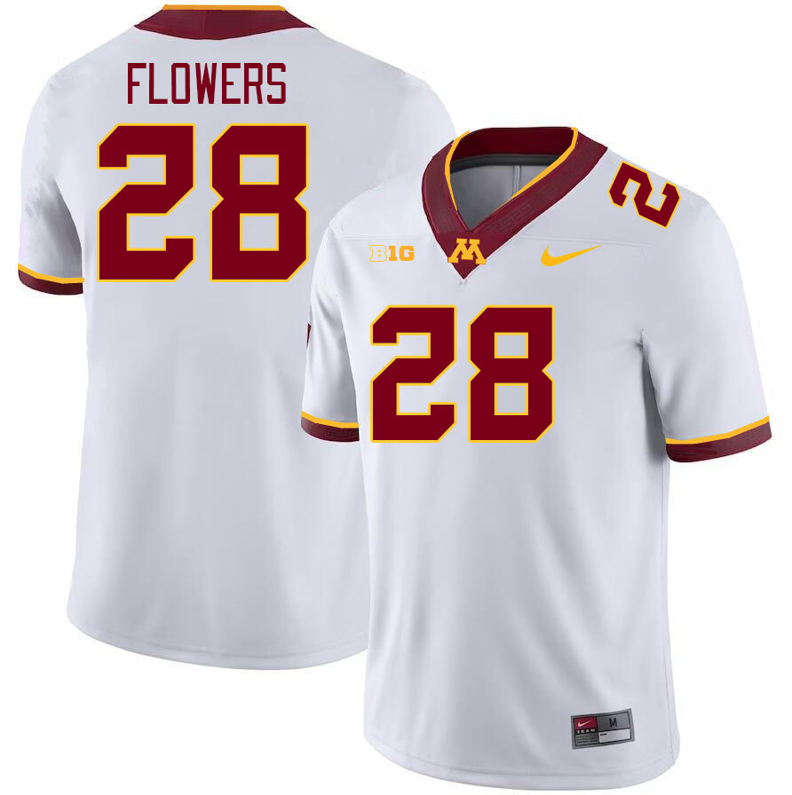 Men #28 Chris Flowers Minnesota Golden Gophers College Football Jerseys Stitched-White